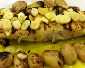 authentic Portuguese cod fish - Bacalhau Assado Na Brasa com Batata a Murro