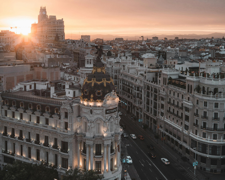 Sunset in Madrid, Spain