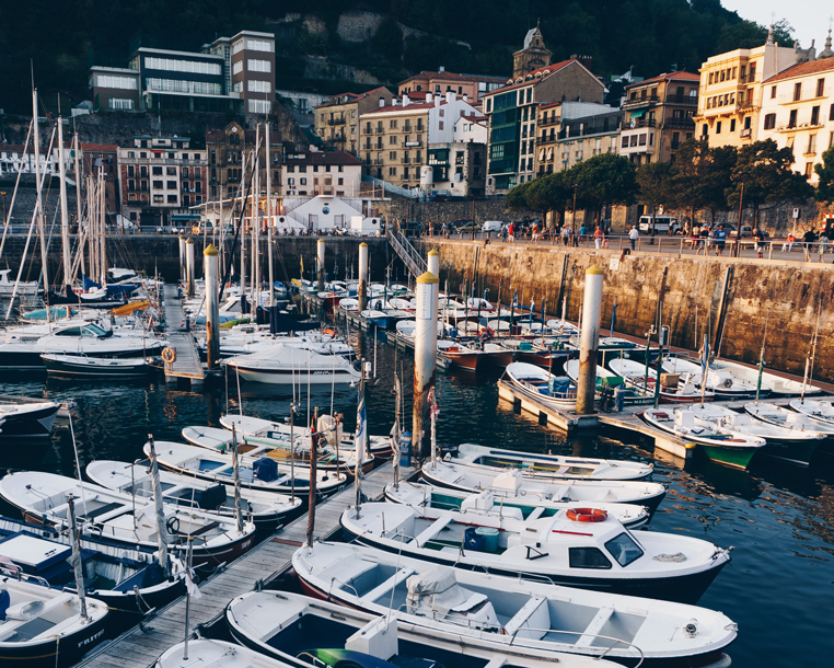 San Sebastian port with boats