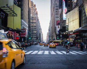 yellow cab on a street in NY
