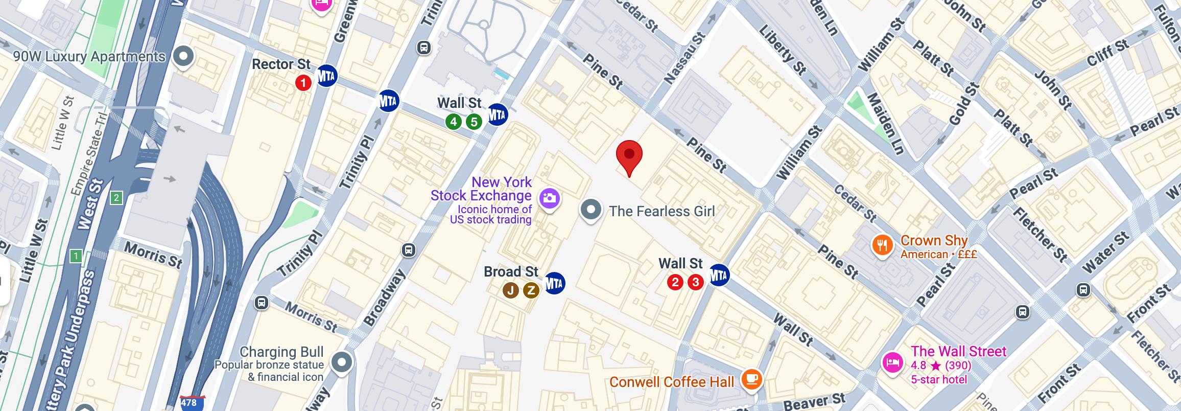 Federal Hall - NYC Map Location