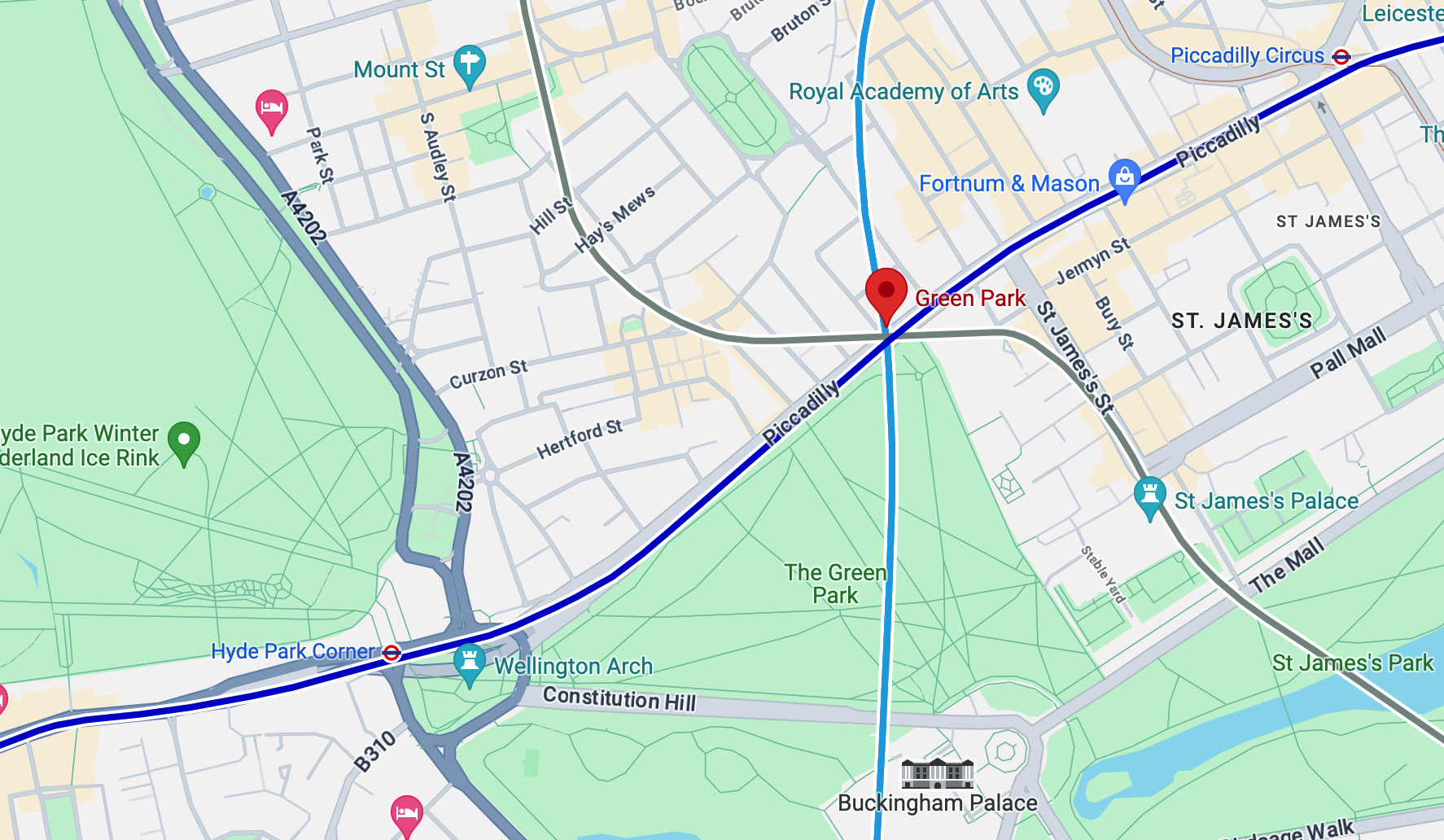 Green Park Station - map view