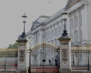 Buckingham Palace London - side view by the gates