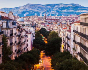 Streets of Marseille in the evening